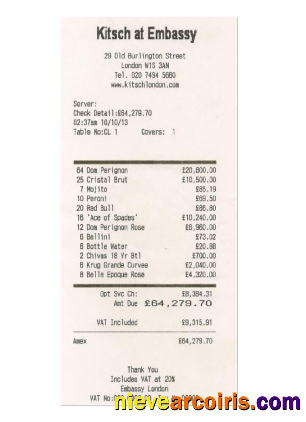 KITSCH AT EMBASSY payment check